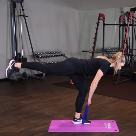 Martwy ciąg jednonóż z mini band Martwy ciąg jednonóż z gumą mini band