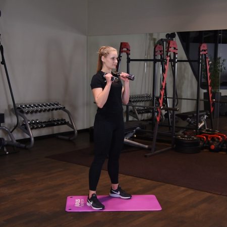 Thruster z hantlami Ćwiczenie Thruster z hantlami - just be fit