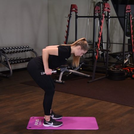 Wiosłowanie hantlami w opadzie tułowia Wiosłowanie hantlami w opadzie tułowia