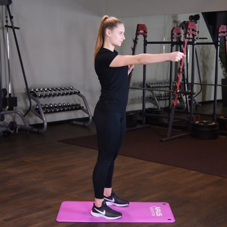 Wyciskanie jednorącz w staniu z gumą mini band Wyciskanie jednorącz w staniu z gumą mini band