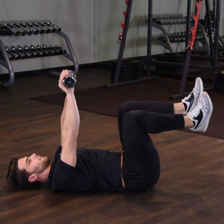 Ćwiczenie Deadbug z hantlą - just be fit