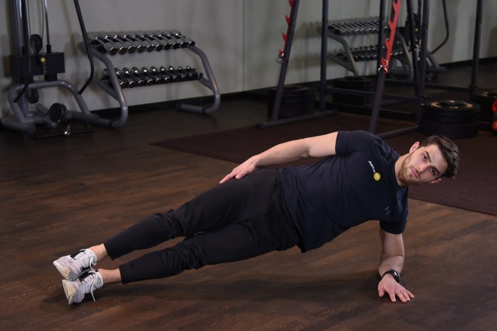 Plank bokiem na prostych nogach Plank bokiem na prostych nogach