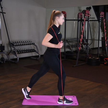 Przysiad w zakroku z gumą power band Przysiad w zakroku z gumą power band
