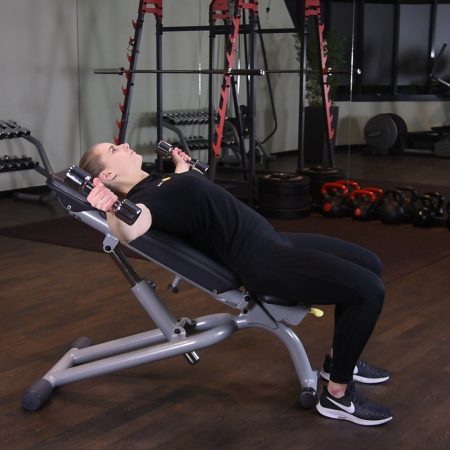 Rozpiętka z hantlami na ławce skośnej Rozpiętka z hantlami na ławce dodatniej