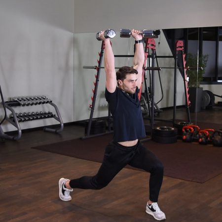 Split jerk z hantlami Ćwiczenie Split jerk z hantlami - just be fit