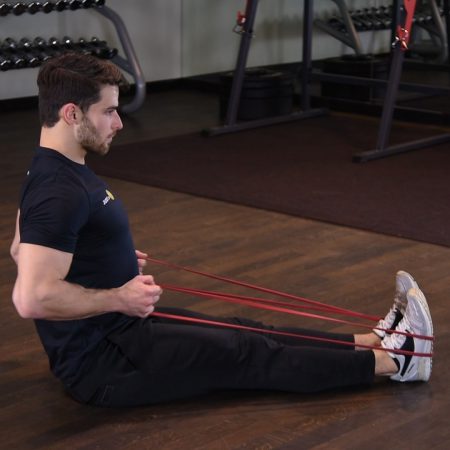 Wiosłowanie gumą power band w siadzie Wiosłowanie gumą power band w siadzie