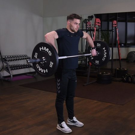 Podciąganie sztangi pod klatkę Ćwiczenie Podciąganie sztangi pod klatkę - just be fit