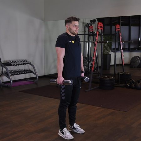 Szrugsy z hantlami Ćwiczenie Szrugsy z hantlami - just be fit