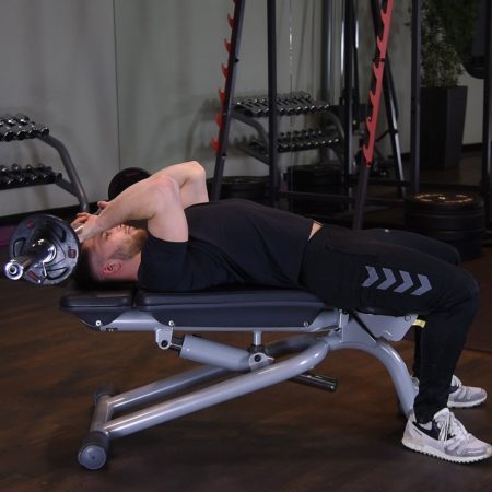 Wyciskanie francuskie ze sztangą Wyciskanie francuskie ze sztangą - just be fit