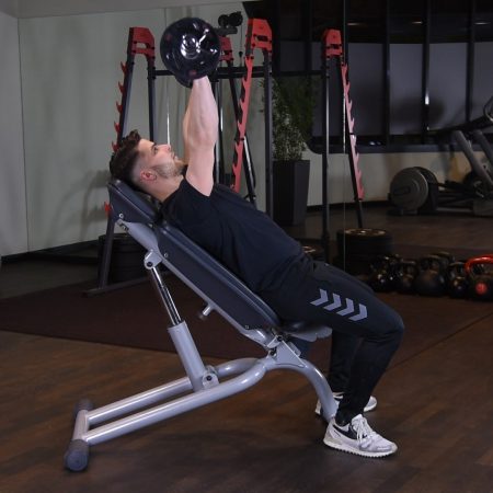 Wyciskanie sztangi leżąc na ławce dodatniej Wyciskanie sztangi leżąc na ławce dodatniej - just be fit