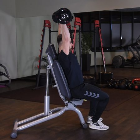 Wyciskanie sztangi nad głowę w siedzeniu Wyciskanie sztangi nad głowę siedząc - just be fit