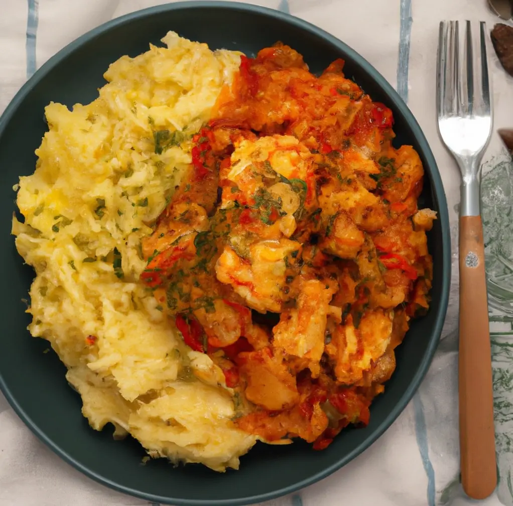 Bigos z kurczaka i purre ziemniaczane