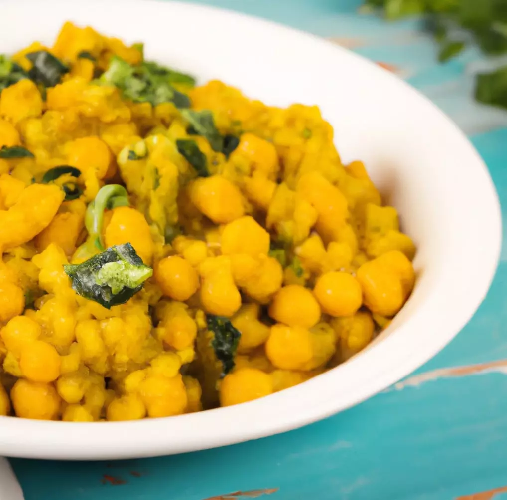 Curry ze szpinakiem, ciecierzycą i kalafiorem