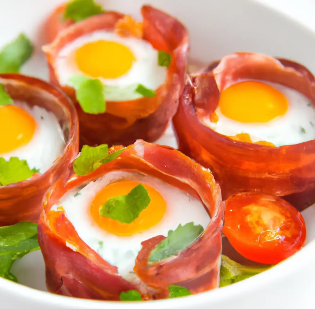 Jajka w koszyczkach z szynki parmeńskiej