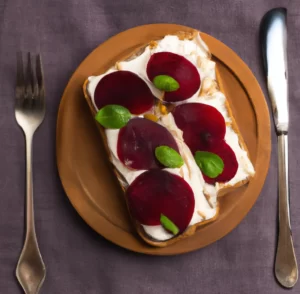 Kanapka z burakiem i serem kozim