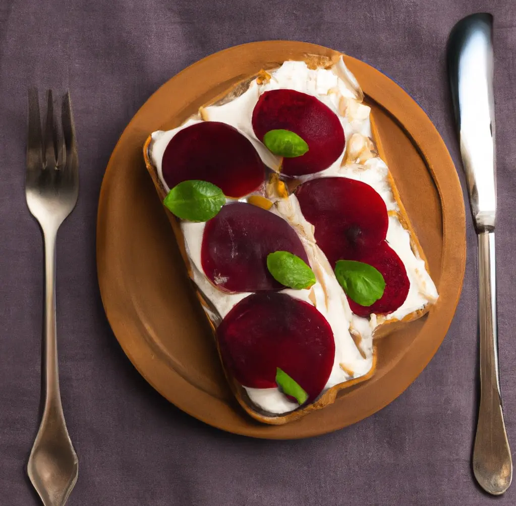 Kanapka z burakiem i serem kozim