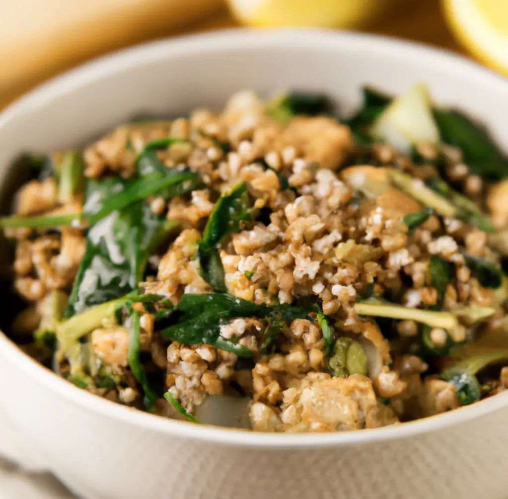 Kaszotto z kurczakiem i szpinakiem