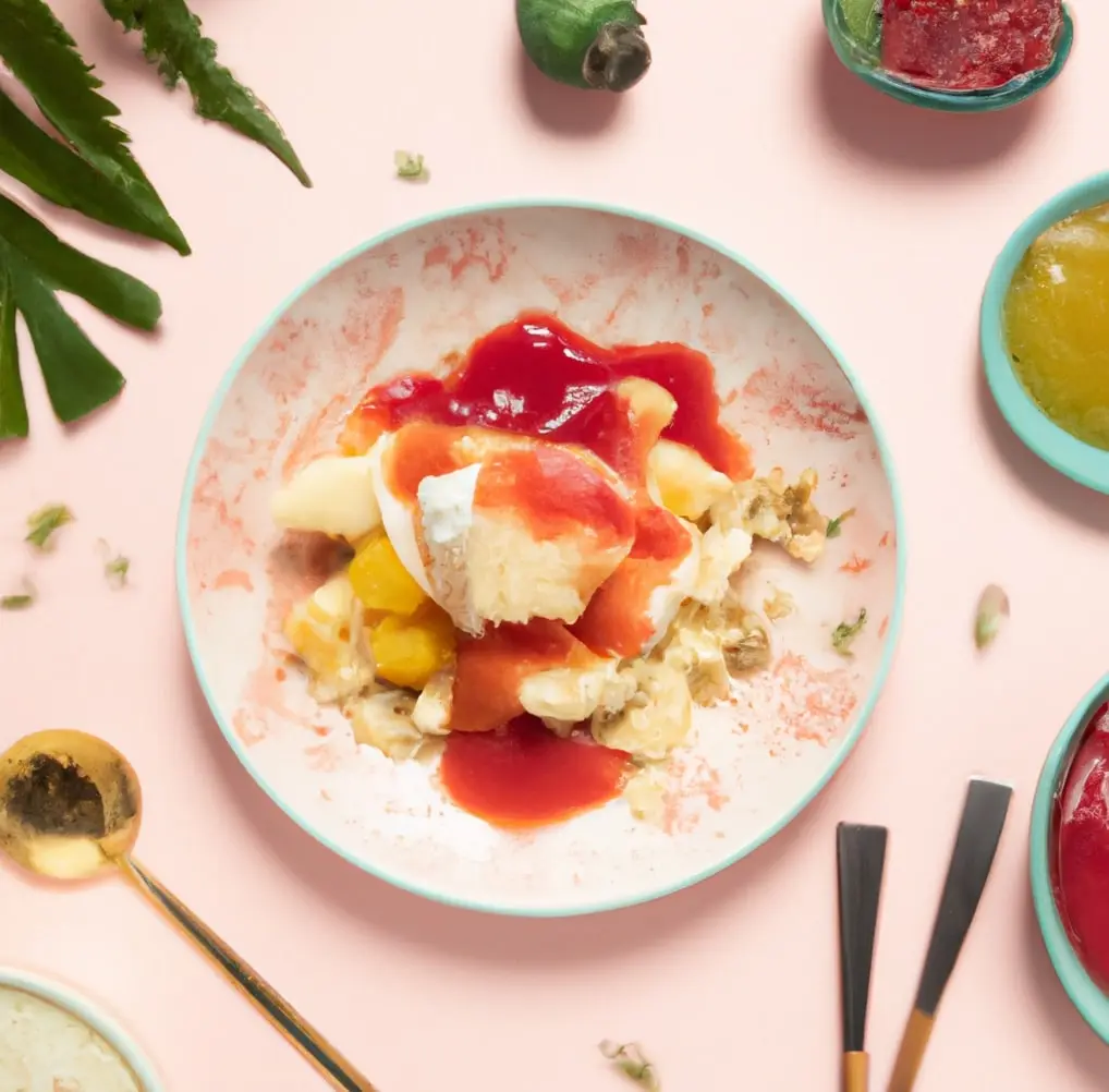 Kluski leniwe z musem truskawkowym