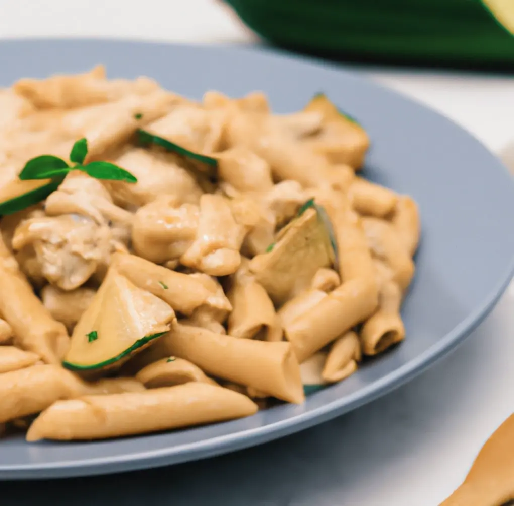 Makaron z kurczakiem i cukinią w kremowym sosie