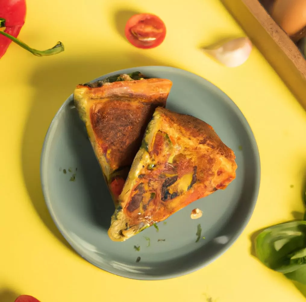 Omlet z suszonymi pomidorami, pieczarkami i bazylią