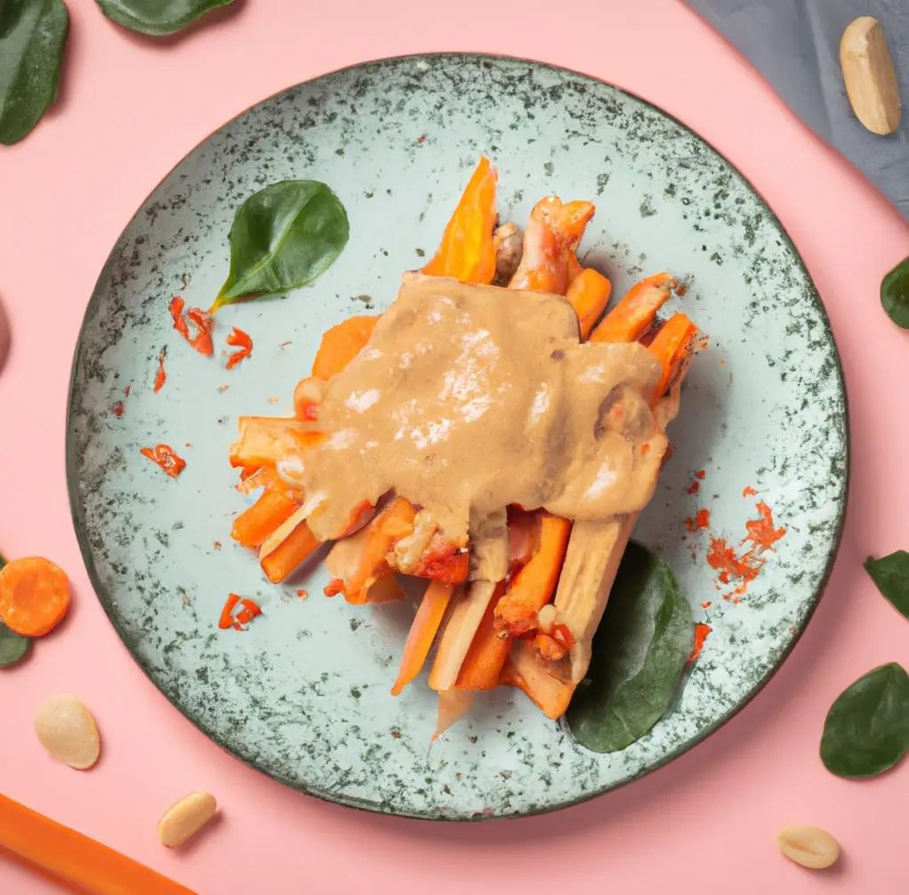 Pieczone warzywa korzeniowe z sosem sezamowym