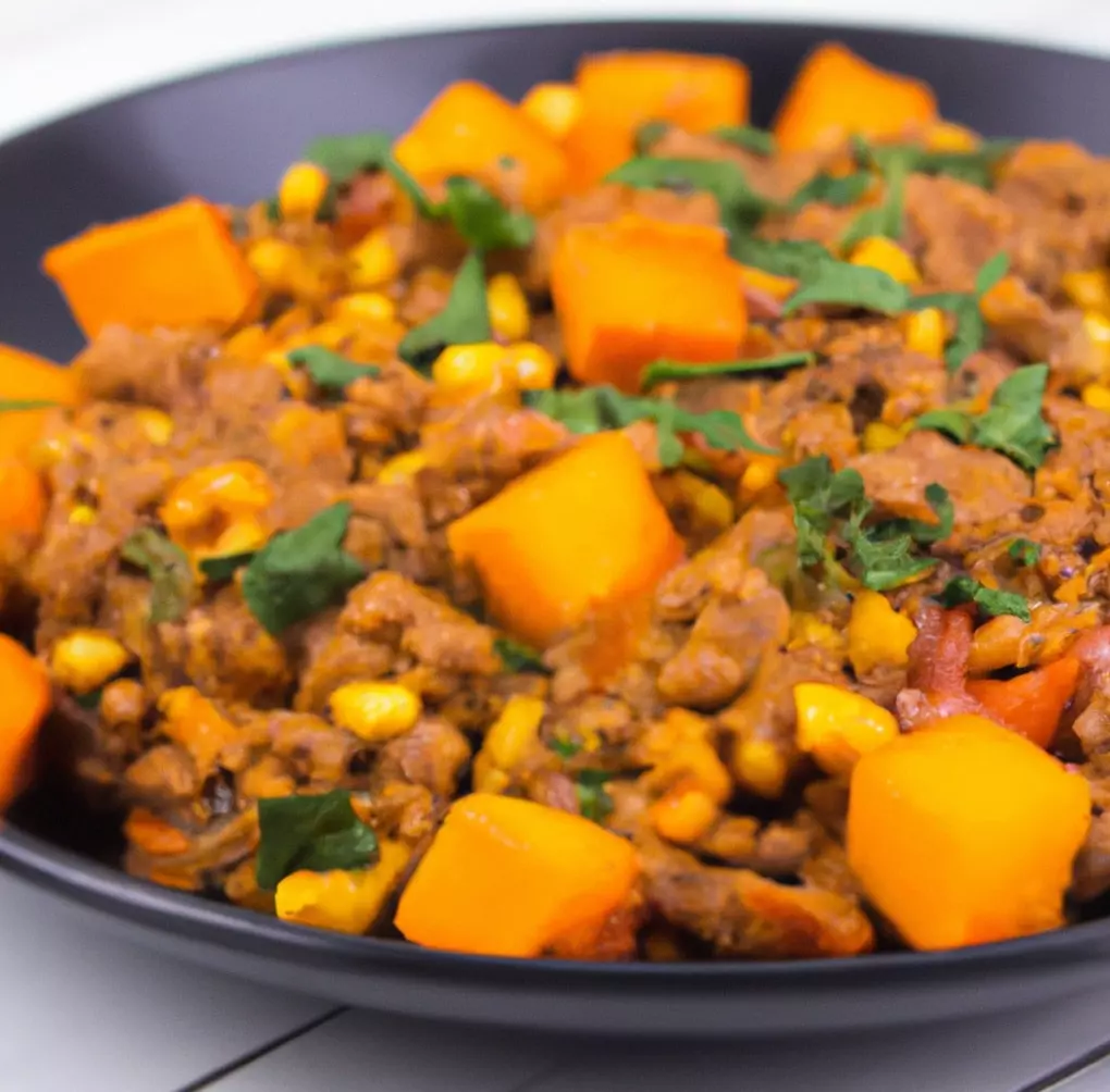 Potrawka z batatów ze szpinakiem i mięsem mielonym