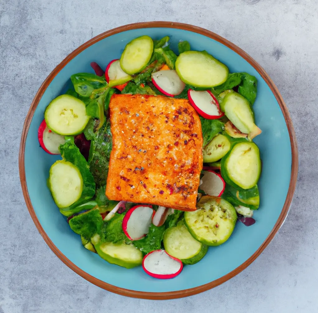 Sałatka z pieczonym łososiem