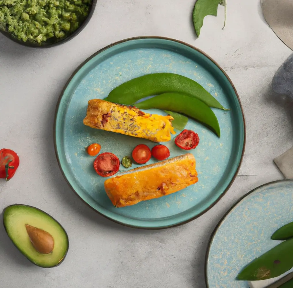 Frittata z mąki z ciecierzycy z kurczakiem, fasolką szparagową i pomidorkami koktajlowymi