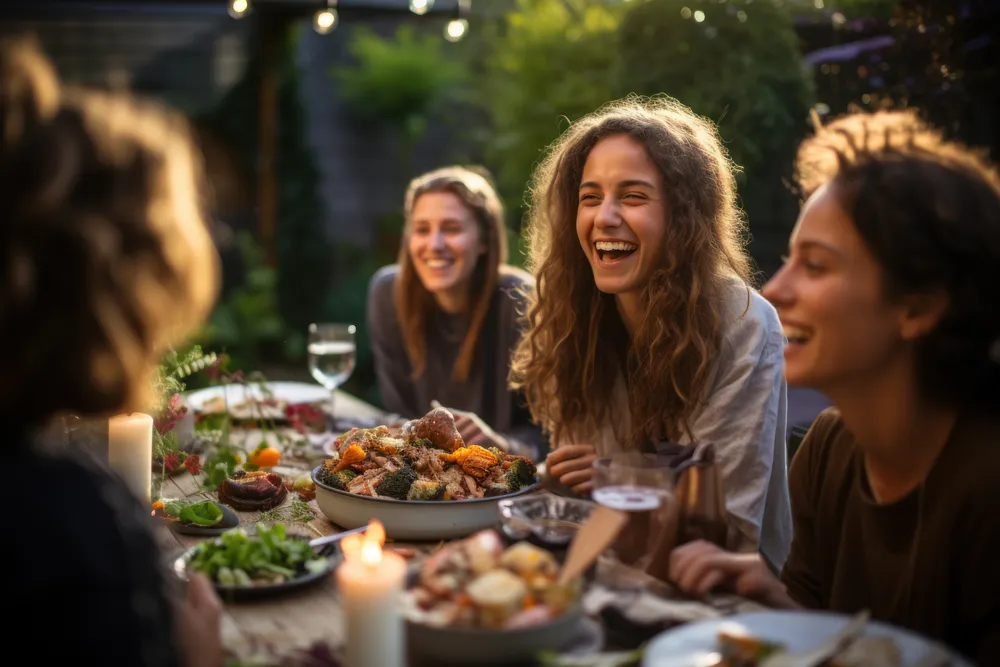 ludzie jedzą przekąski w trakcie imprezy