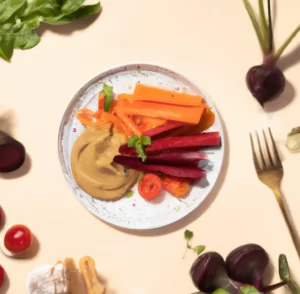 Pieczone warzywa z humusem