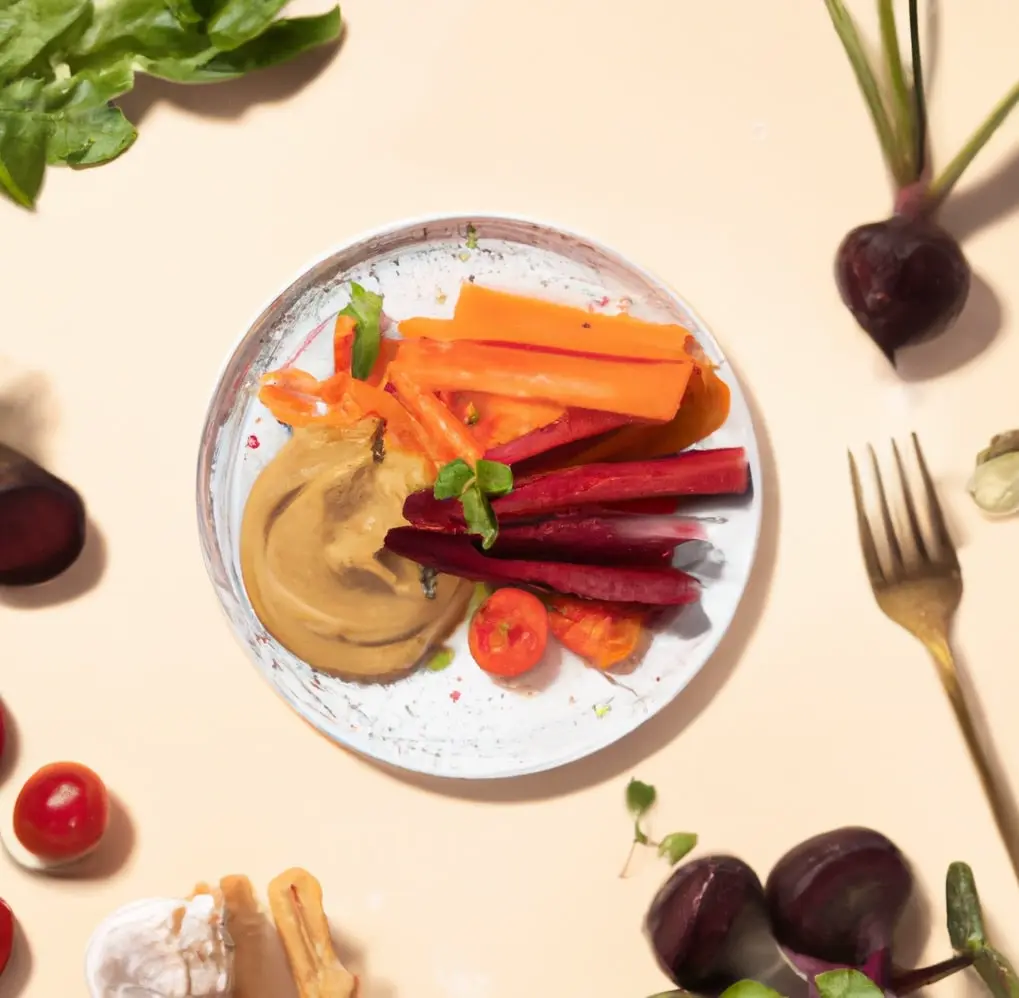 Pieczone warzywa z humusem