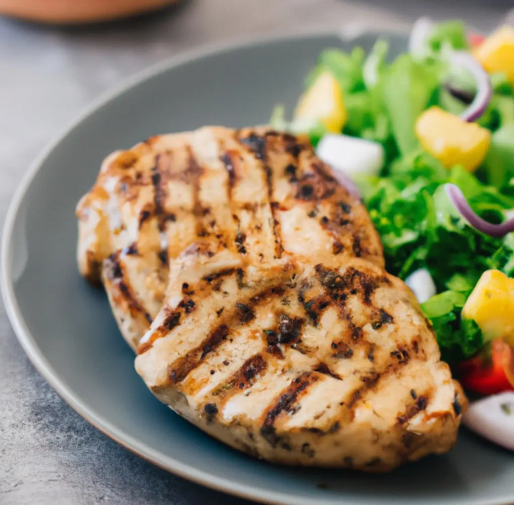Grillowana pierś z kurczaka z sałatką i pieczywem