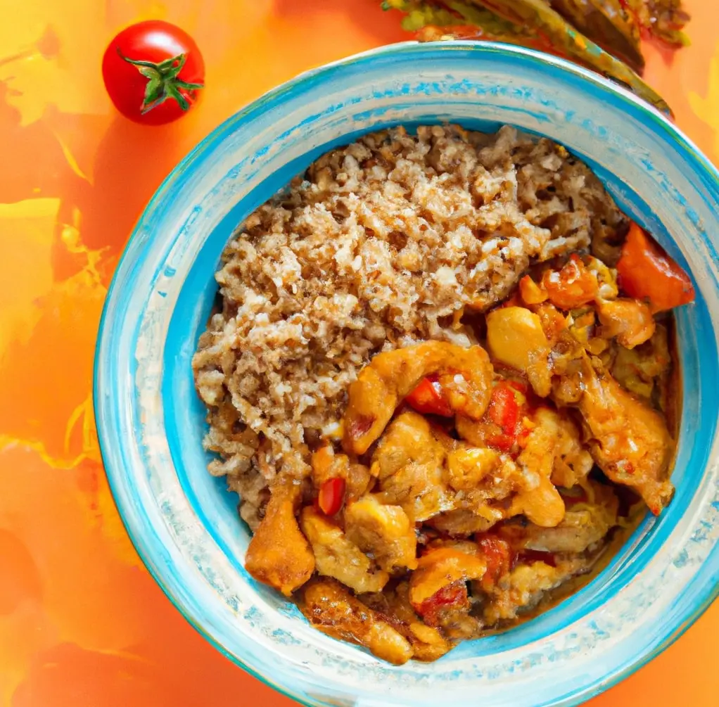 Gulasz z indyka z warzywami i kaszą pęczak