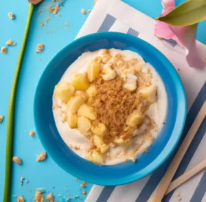 Jogurt roślinny z domową granolą, jabłkiem i gruszką