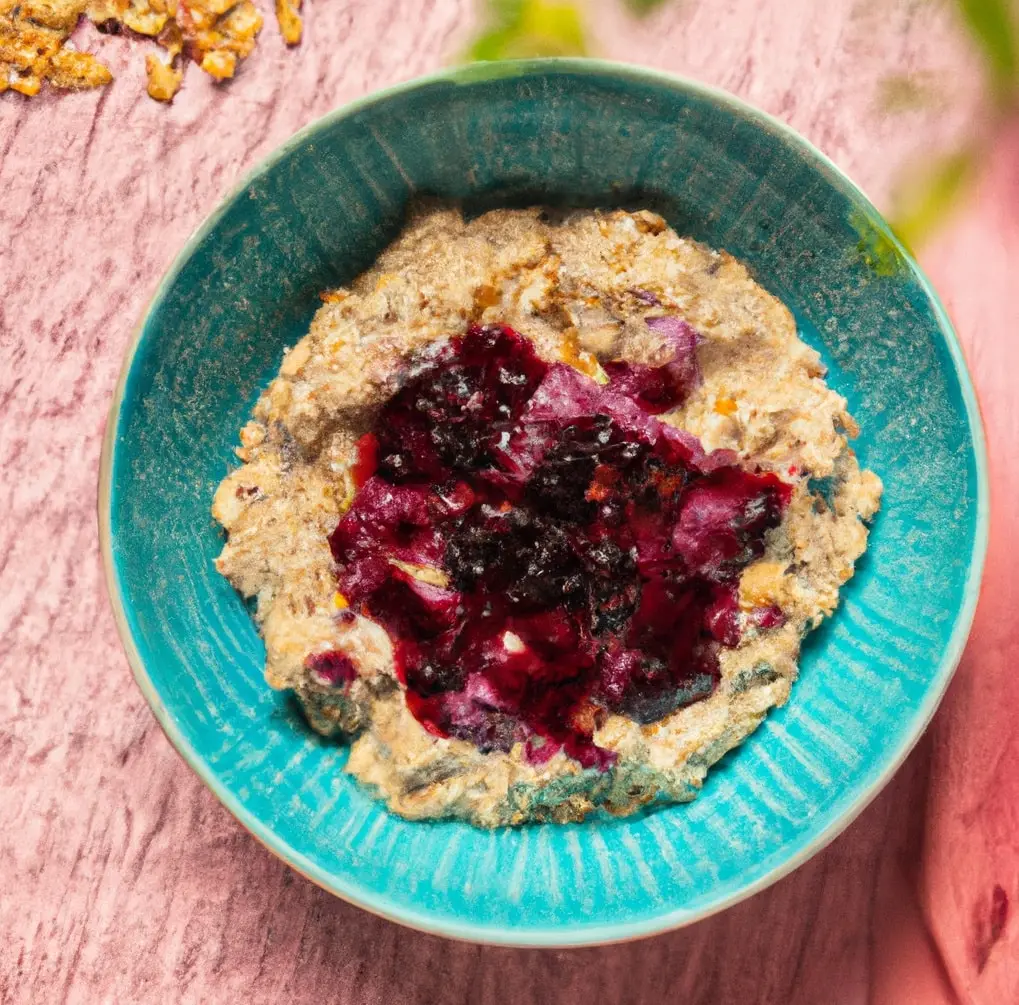 Orzechowa owsianka z bananem i dżemem porzeczkowym