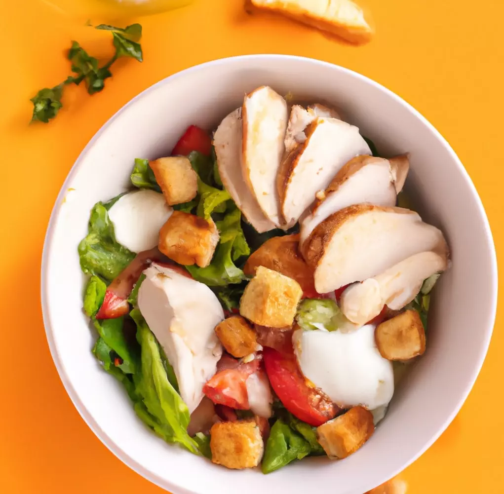 Sałatka śródziemnomorska z indykiem i grzankami