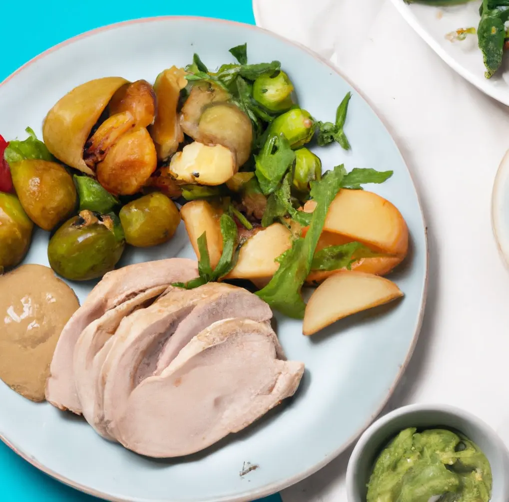 Schab pieczony z ziemniakami i brukselką