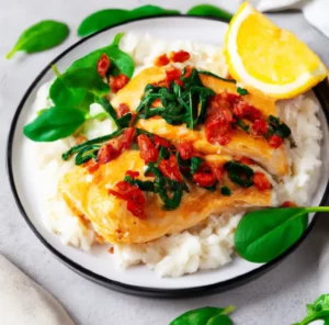 Dorsz w sosie z pesto z ryżem