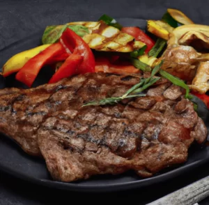 Idealny stek z warzywami grillowanymi