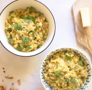 Kremowe risotto z kurkami i groszkiem