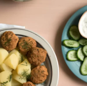 Wegańskie kotlety mielone z ziemniakami i mizerią